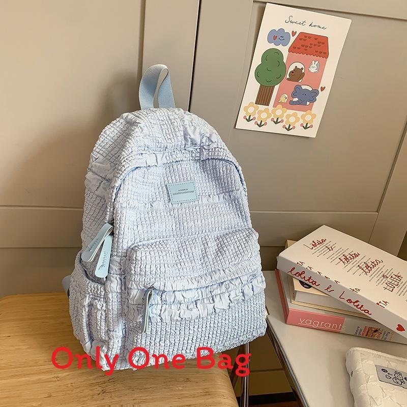 Nylon Sweet Style College Backpack With Macaron Colors For Girls And Teens