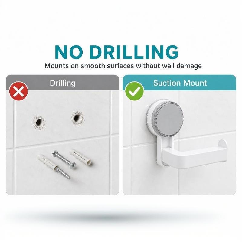 Suction Cup Toilet Tissue Holder No Drilling Self Adhesive Towel Roll Dispenser for Bathroom Kitchen Organization