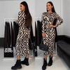 2024 Autumn Abstract Stripe Mid-length Dress for Women