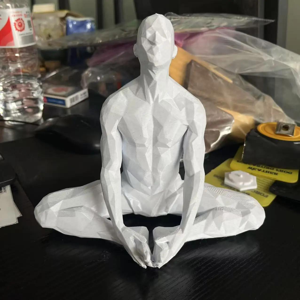 

Meditating Man Sculpture ABS Resin Abstract Art Phosphorescent Decor Bedroom Mindfulness Gift for Stress Relief Therapy