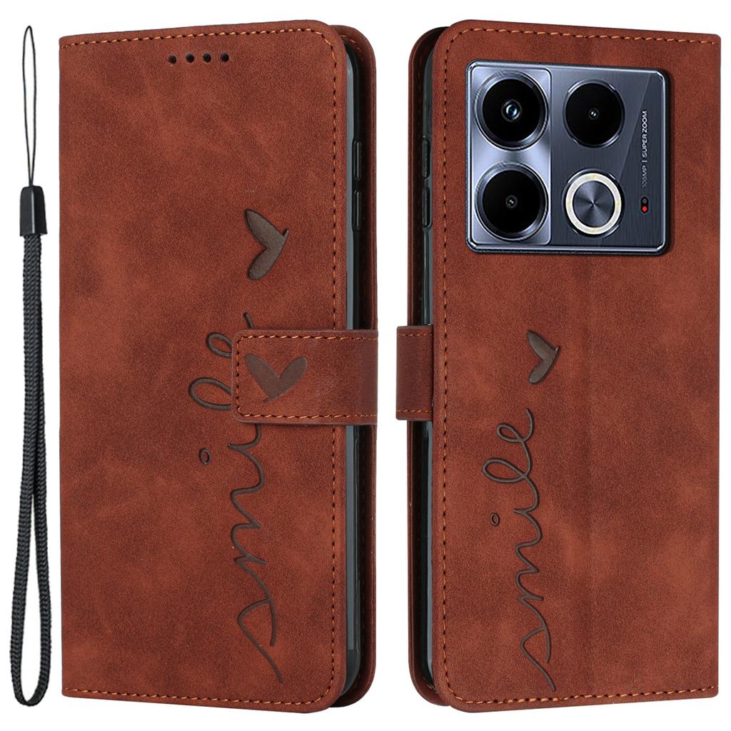 For Infinix Note 40 5G Case Love Heart Imprinted Leather Phone Cover Folding Stand