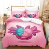 Kawaii Animal Axolotl Print Bedding Set Single Twin Full Queen King Size Bed Set Aldult Kid Bedroom Duvetcover Set 3D Anime