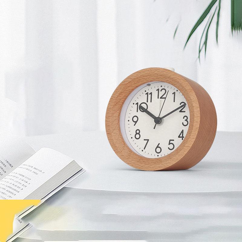 Simple solid wood alarm clock, original wood clock, creative luminous alarm clock, perfect for students who sleep in or are lazy.