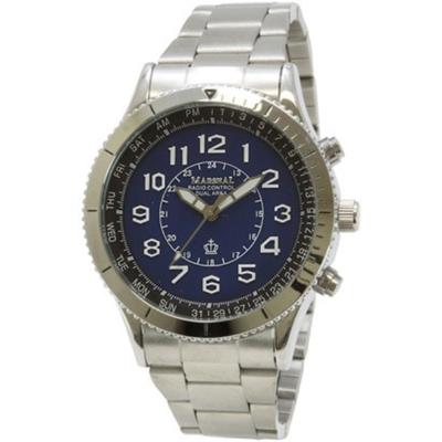 J-AXIS Men's MR81-BL (Analog Radio Sun Flame) Round Watch Silver Analog