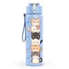 1PC Vertical Stacked Kitten Cartoon Print 750ml Color Plastic Sports Water Bottle Leakproof Flip Straw Lid Suitable for Sports Office Home Use