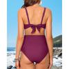 CHARMLEAKS Maternity Swimsuit Women Two Piece High Waist Bikini Scallop Trim Bathing Suit Pregnancy Swimwear