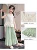 Girls' Summer Outfit Set - Thin Design Vest Top & Wide Leg Pants Skirt