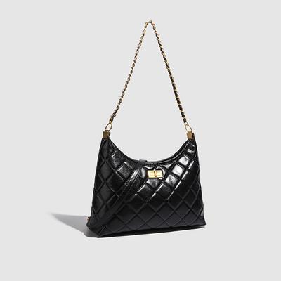 Borsa Tote da Danza Oro Nero Borsa a Catena Ringer Stile Francese Piccolo Profumato Texture Borsa alla Moda da Donna