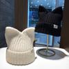 Women's Winter Cute Cat Ears Hat Pullover Knitted Hats Warm Ear Protection Balaclava Cap Kpop Style Street Simple Hats For Girl