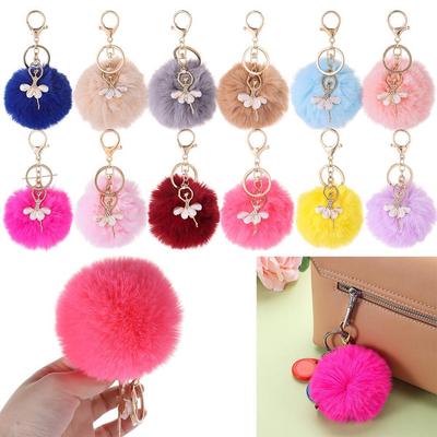 Accessories Faux Rabbit Fur Car Pendant Angel Keychain Key Buckle Ballet Dancing Girl Keyring