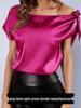 Women's Solid Color Satin One-Shoulder Pullover Shirt - Spring/Autumn
