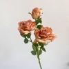 Artificial Flowers 3-Headed French Rose Realistic False Flowers Indoor Outdoor Decoration Wedding Garden Event Photography Props