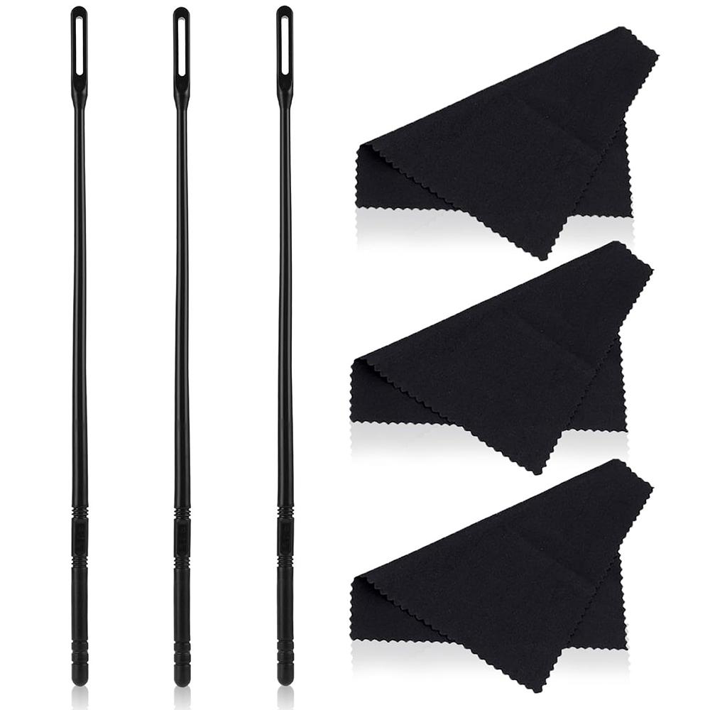 3Sets Flute Cleaning Rods & Cloth Interior Care Cleaner Tool for Wind Instrument