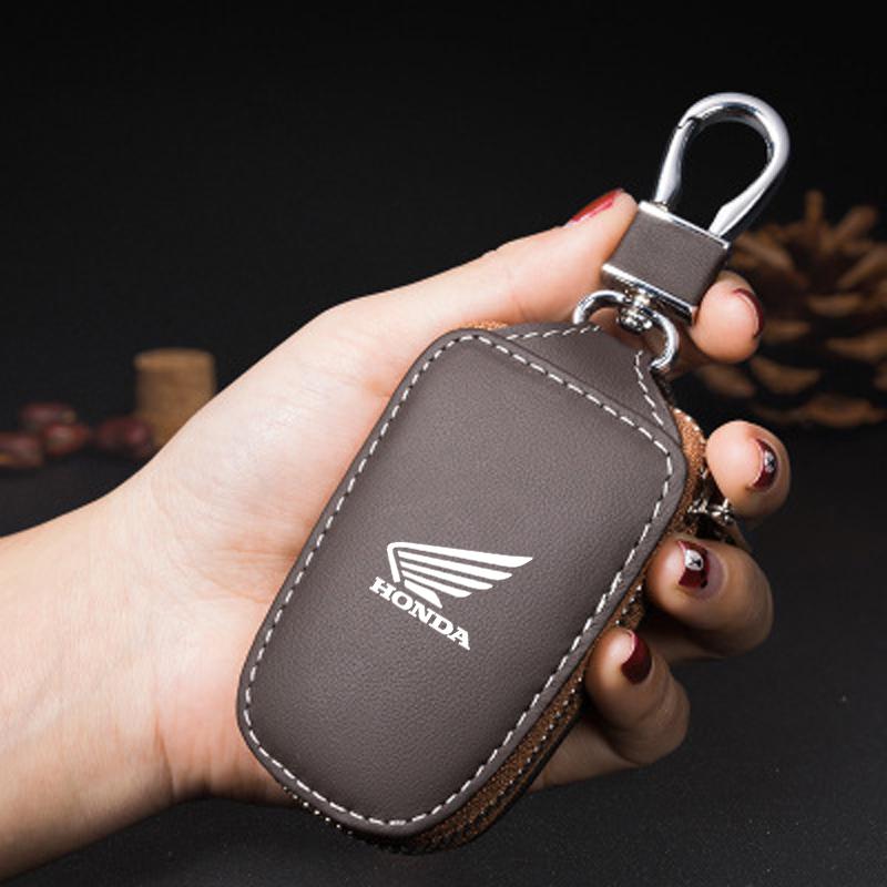 1pcs Motorcycle Key Protector Bag Leather Key Holder Wallet Zipper Bag For Honda CB400CB650FCBF CBR25ORR CRF SH3O0 NC75O HONDA RG0