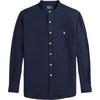 Polo Solid Color Stand Collar Casual Long Sleeve Shirt Men Shirts Dark-Blue MNPOWOV16823655-410