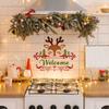 Cartoon Christmas Elk Door Sticker Decoration Welcome English Background Living Room Home Decoration Sticker