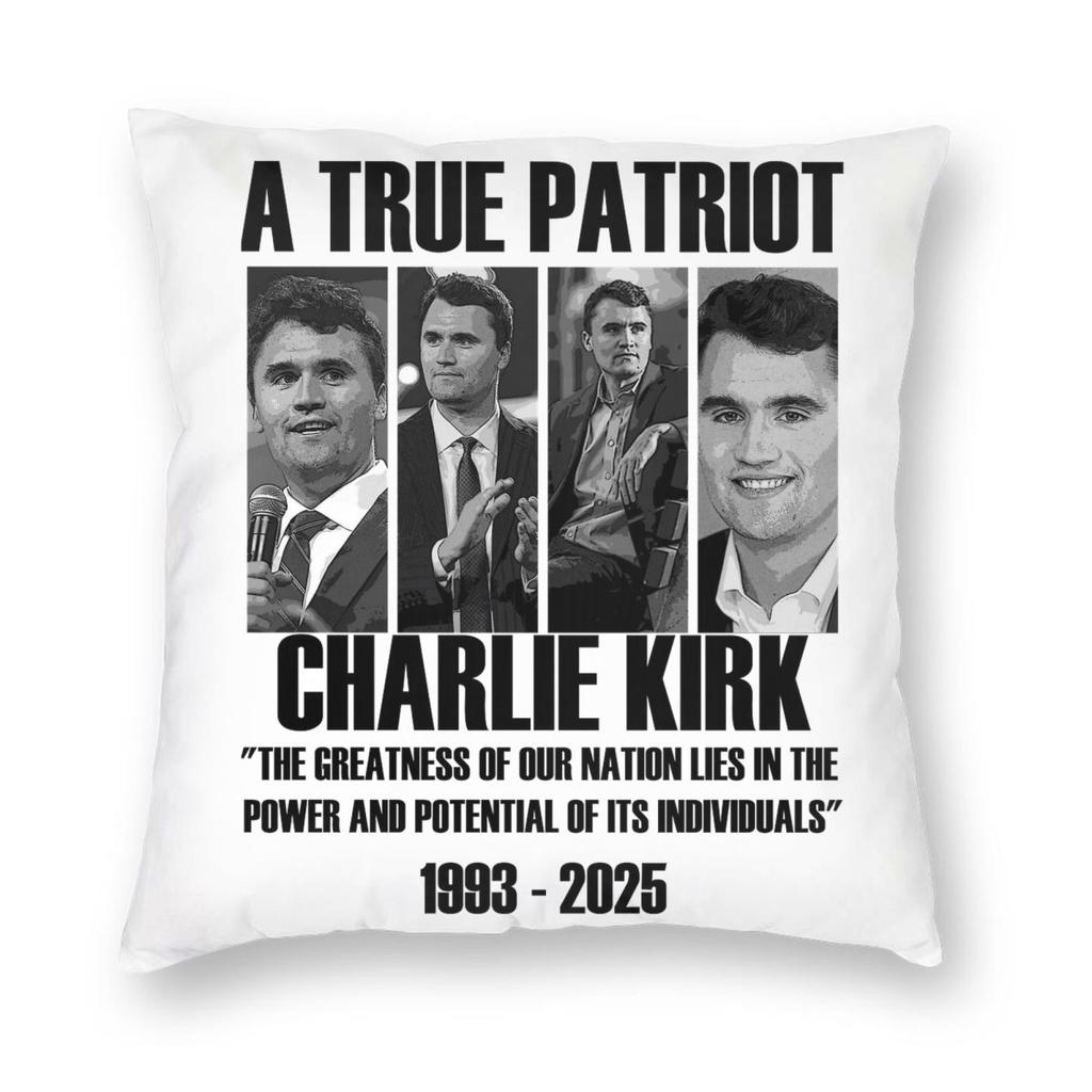 Charlie Kirk Kissenbezug Bedruckter Polyester-Kissenbezug Dekor Kissenbezug für Sofakissen Zuhause Mit Reißverschluss 45*45cm