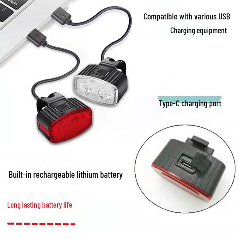 Super jasná vodotěsná USB dobíjecí sada předního a zadního světla na kolo pro noční jízdu