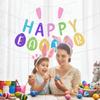 Happy Easter Pulling Flag Banner Bunny Ear Headband Easter Theme Party Background Wall Decoration For Festival Celebration