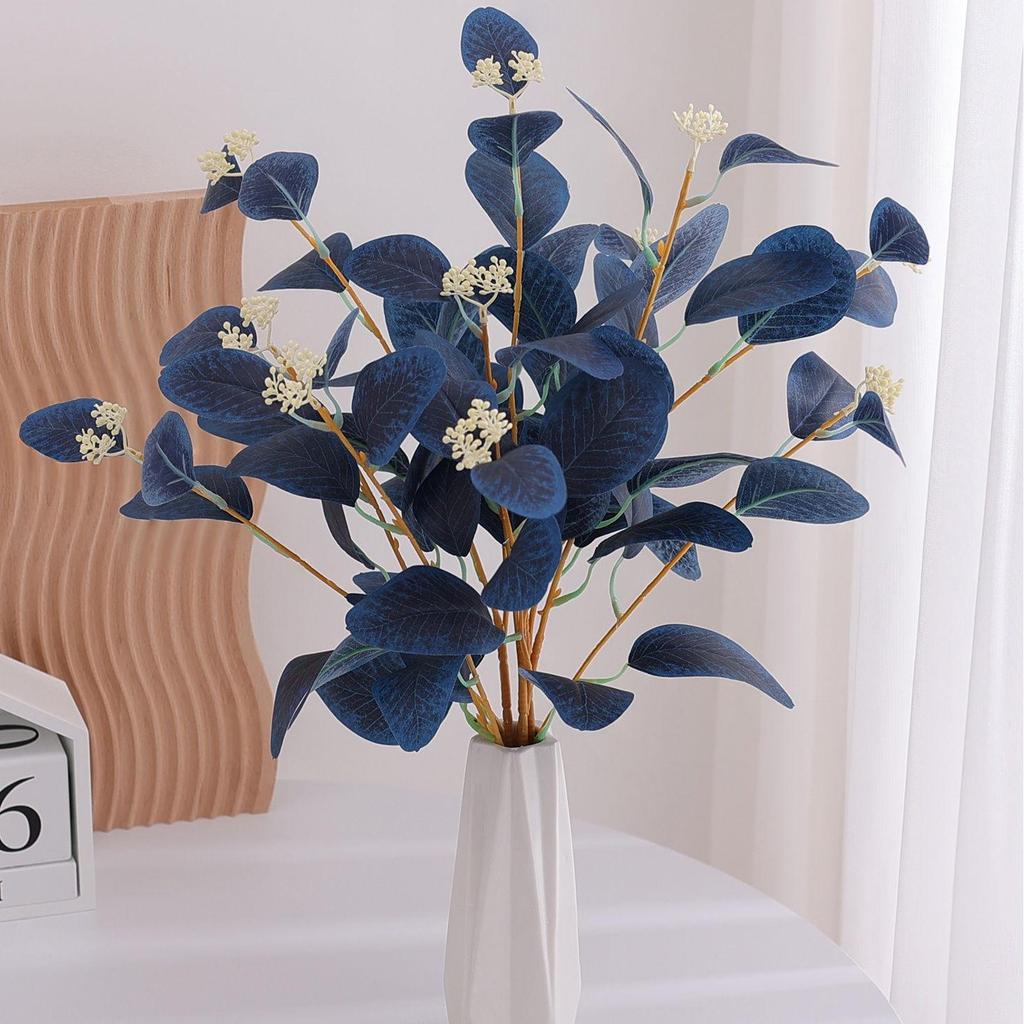Nordic Style Fake Flower Decoration Simulation Eucalyptus Money Leaf Branch Eucalyptus Leaf Flower Arrangement Green Plant Floral Ornament