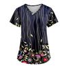 Women's Fashion Printed Work Uniform With Pocket T-Shirt Short Sleeve Top