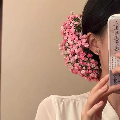 Presilha de Cabelo Flor de Bebê Doce Acessórios de Cabelo com Flores Artificiais Grampo de Cabelo de Alto Valor Adorno Elegante para Noivas e Festas