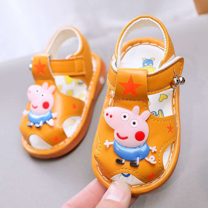 Summer baby sandals baby toddler shoes 0-1-2 years old men and women non-slip soft-soled princess shoes bag head called shoes