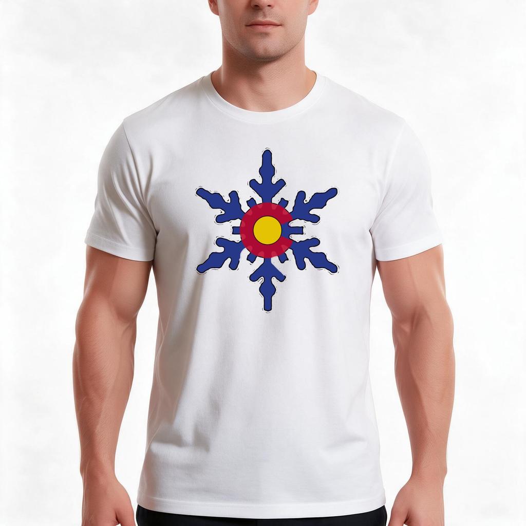 Colorado Flag Snowflake Tshirt Summer Casual Cotton Tee Oversized Streetwear Tops Vintage Graphic Print Unisex Unisex Unisex