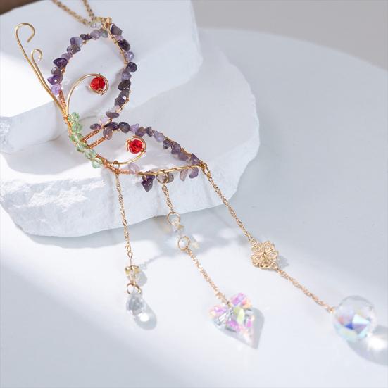 Butterfly Sun Catcher Ornament Indoor Outdoor Natural Stone Fake Crystal Butterfly Decoration Wall Window Hanging Fake Amethyst Butterfly Rainbow