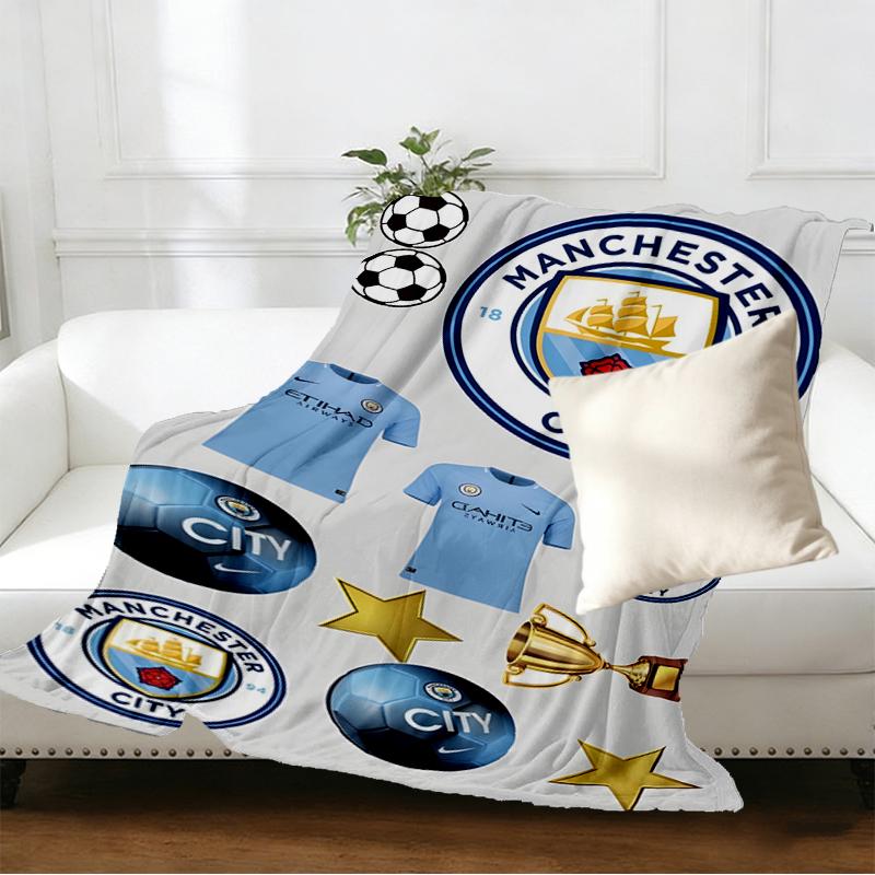 Manchester City FC Print Blanket - Soft & Comfortable, for Bedroom, Travel, Sofa, Home Decoration - Birthday Christmas Gift for Friend