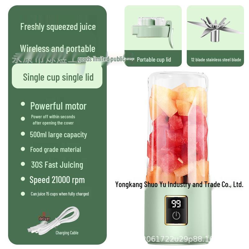 Compact Fully Automatic Multifunctional Juicer & Food Processor - Portable Electric Juicing Cup
