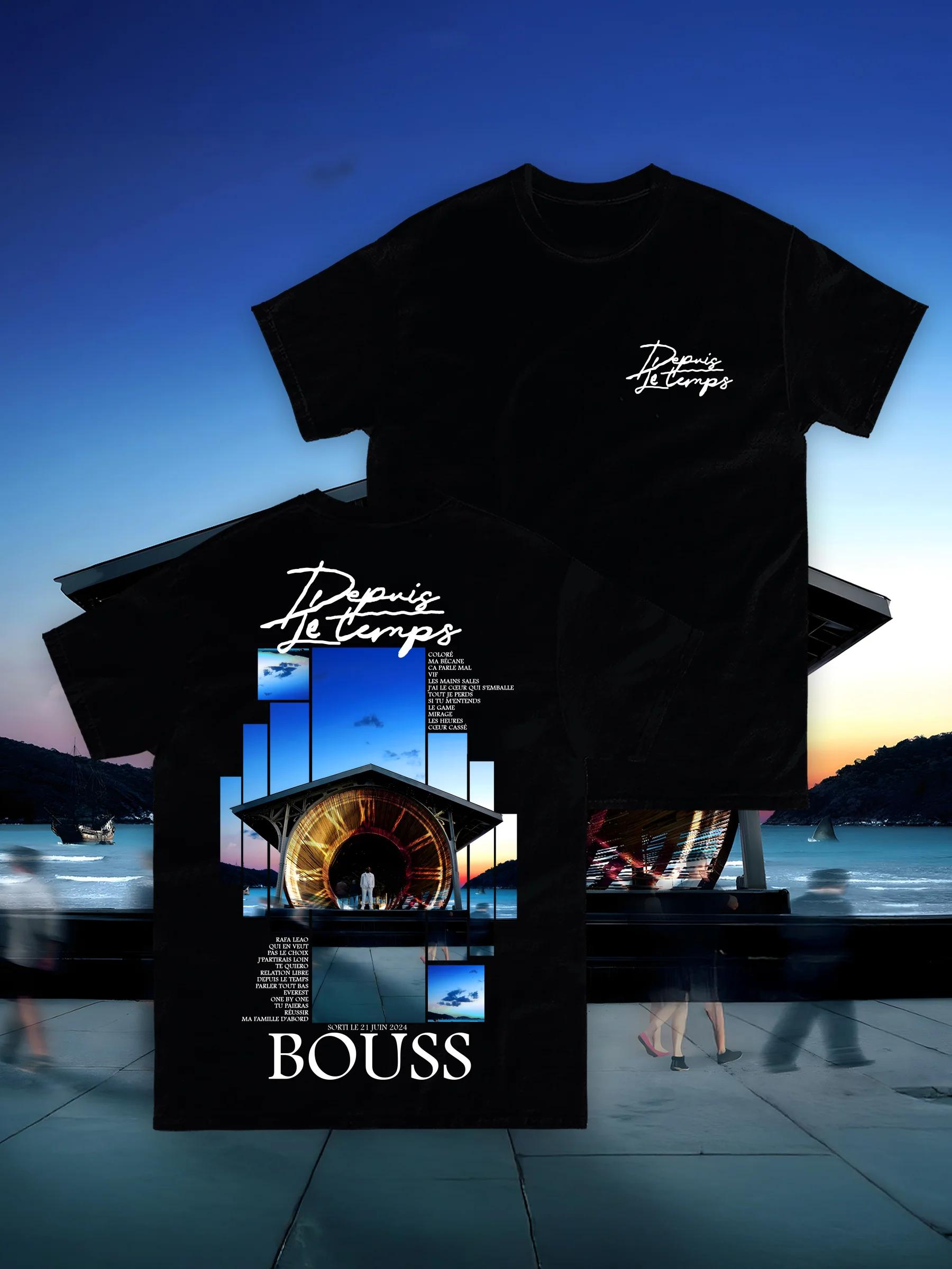 

French Rapper Bouss Printed Tshrit ET SI JECHOUE Ablum Graphic Bouss Depuis Le Temps Cotton Soft FeUnisex Unisex Clothing Tee S