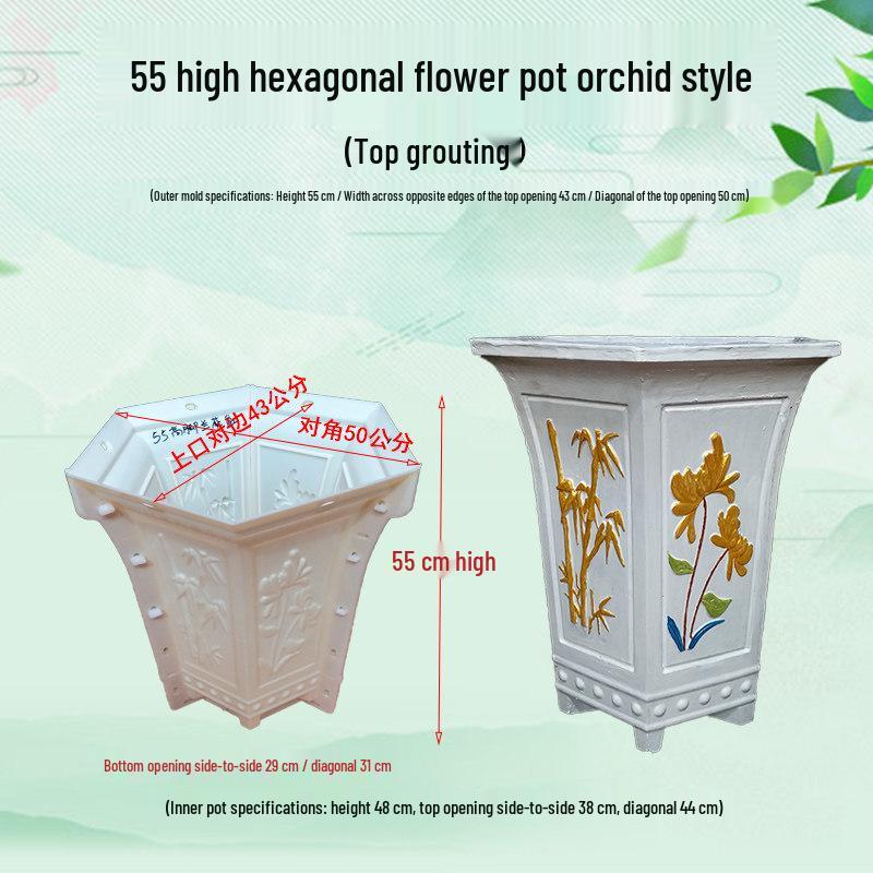 High-Leg Cement Flower Pot Mold - Six-Sided, Thick Plastic for Balcony Bonsai
