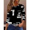 Fashion Women's Crew Neck Long Sleeve 3D Casual Color Printing Casual Short Sleeve Crew Neck T-Shirt