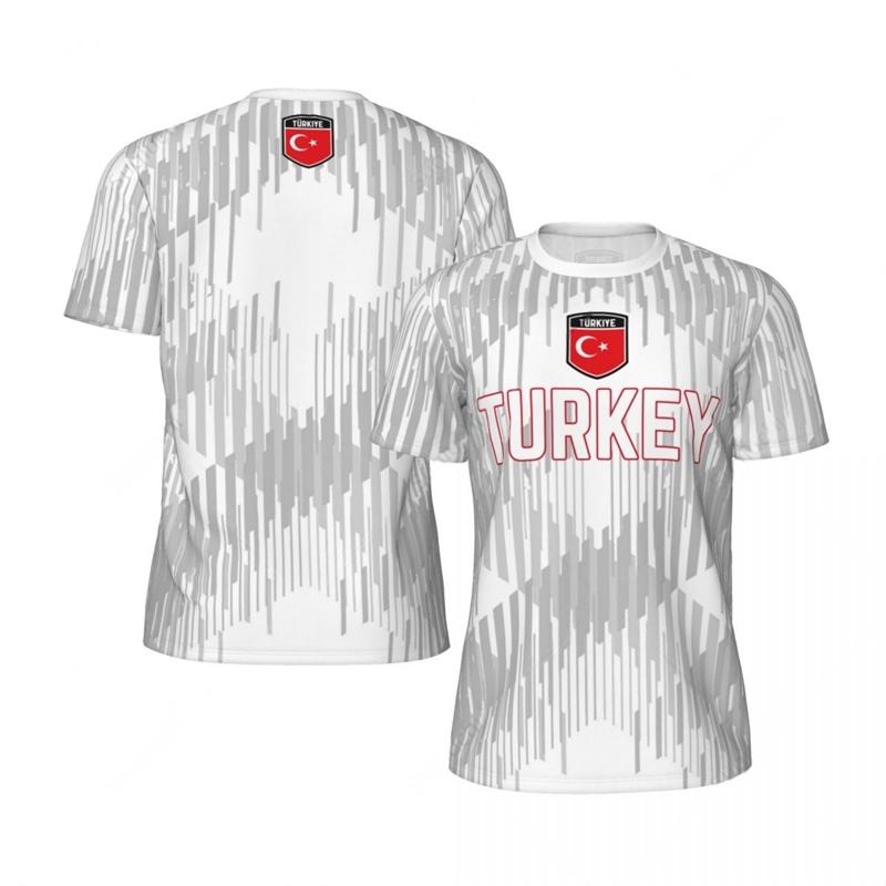 Fashion Turkey Flag Football T Shirt Casual Summer Short Sleeve Mens Printed Sports T-shirt Loose Street Quick Dry Tees Tops