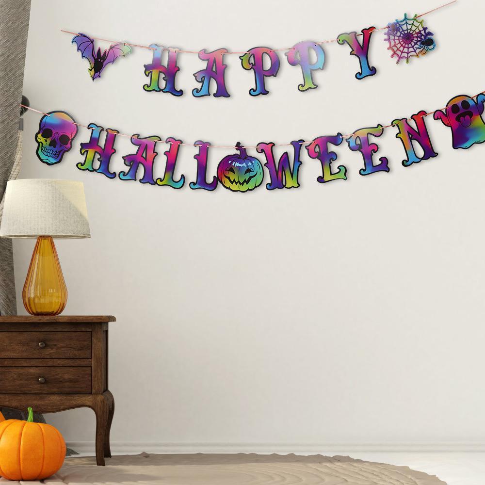 Halloween Pumpkin & Spider Banner - Festive Paper Hanging Decorations