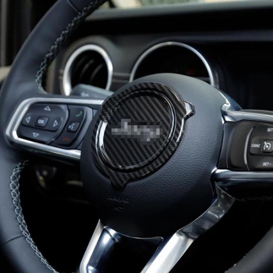 For 18- Jeep Wrangler JL Carbon Fiber Steering Wheel Center Ring Cover Trim