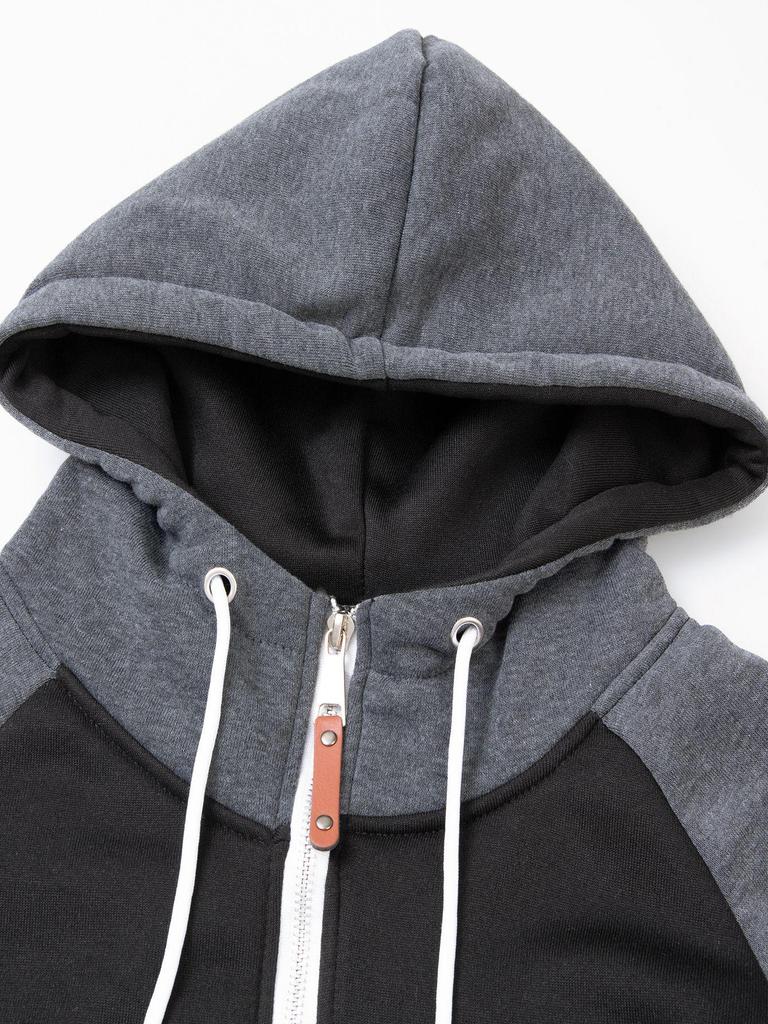 Europäisches Herren Color Block Sport-Sweatshirt - Lässiger Raglanärmel-Cardigan