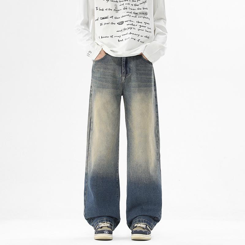 

Yadu - Four Seasons Loose Straight-Leg Jeans: Casual Unisex Pants for Spring and Autumn M