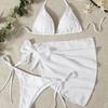 2024 New European & American Three-Piece Swimsuit Set with Sexy Short Tulle Skirt and Bikini.