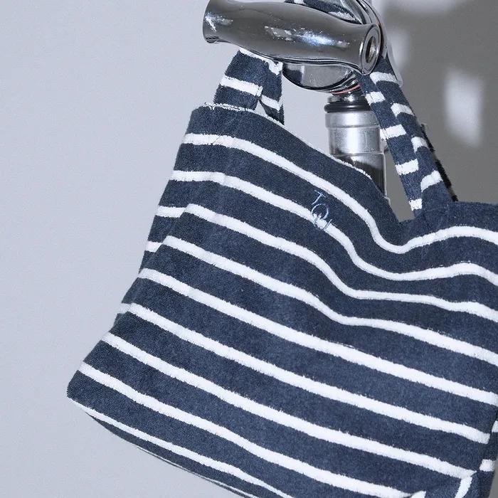 #navy stripe terry bag