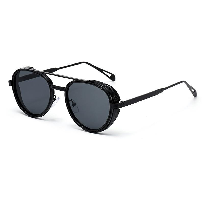 New European and American fashion personality oval side bag sunglasses men's retro punk style sunglasses women