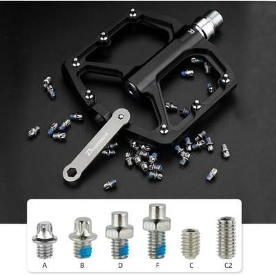 10Pcs Bicycle Pedal Anti-Skid Bolt with Offset Spanner Set M4 Steel Stud Pin Nail MTB Road Bike Hexagona Pedal Pin Screws Set