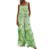 Women's Fashion Casual Loose With Pockets  Sleeveless Printed Jumpsuit
