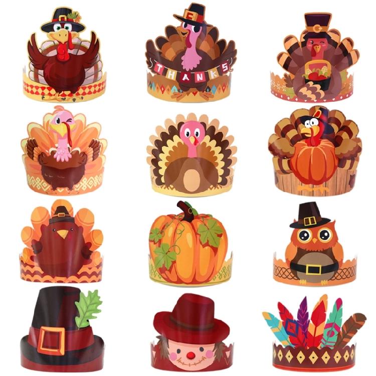 Creative Turkey Crown Paper Hat Festival Headwear for Festival Celebration Thanksgiving Accessories Turkey Headband