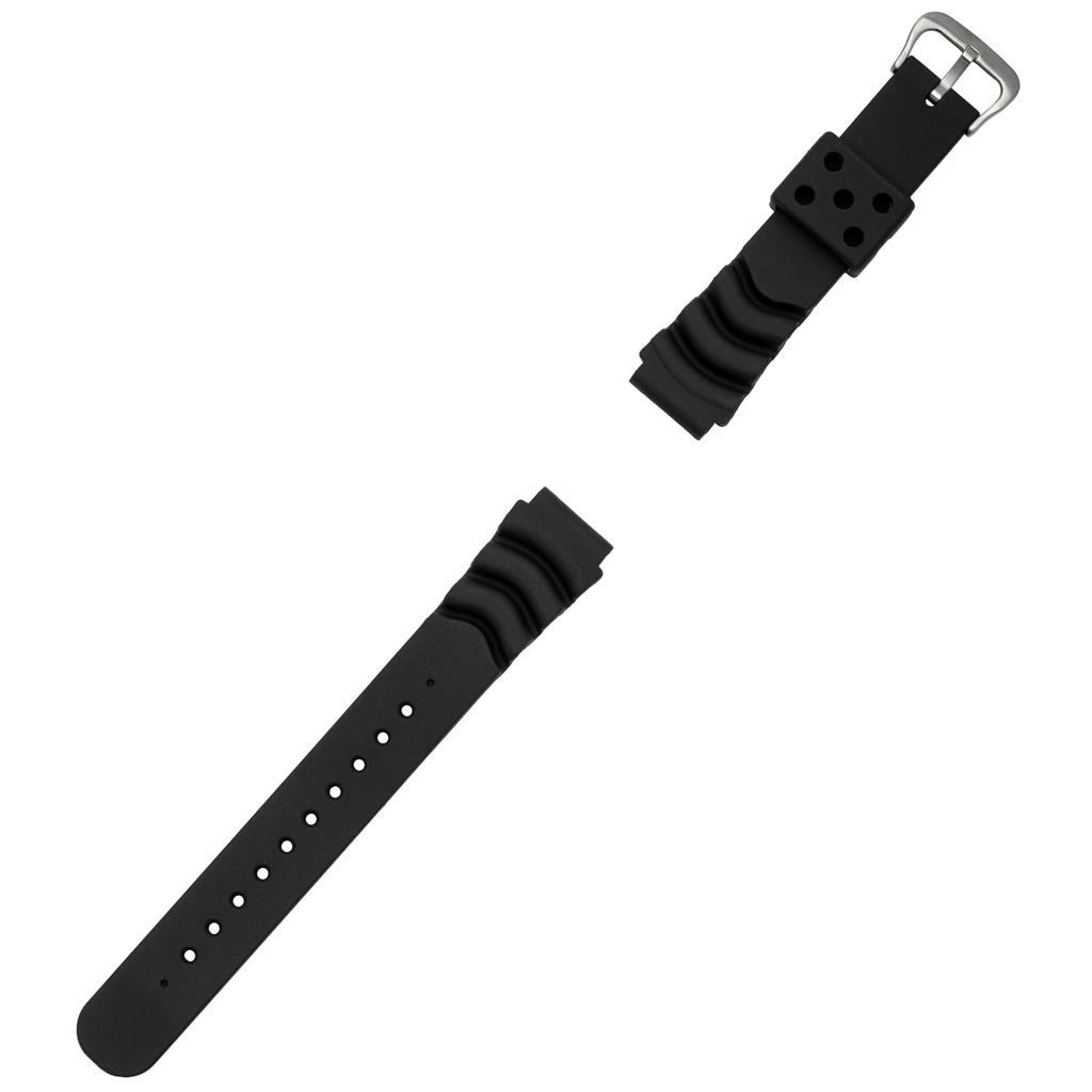 CREPHA Watch Strap 20mm Urethane Resin Strap Easy to Attach Tool Included Black Diver Type (Klepha) KU-18