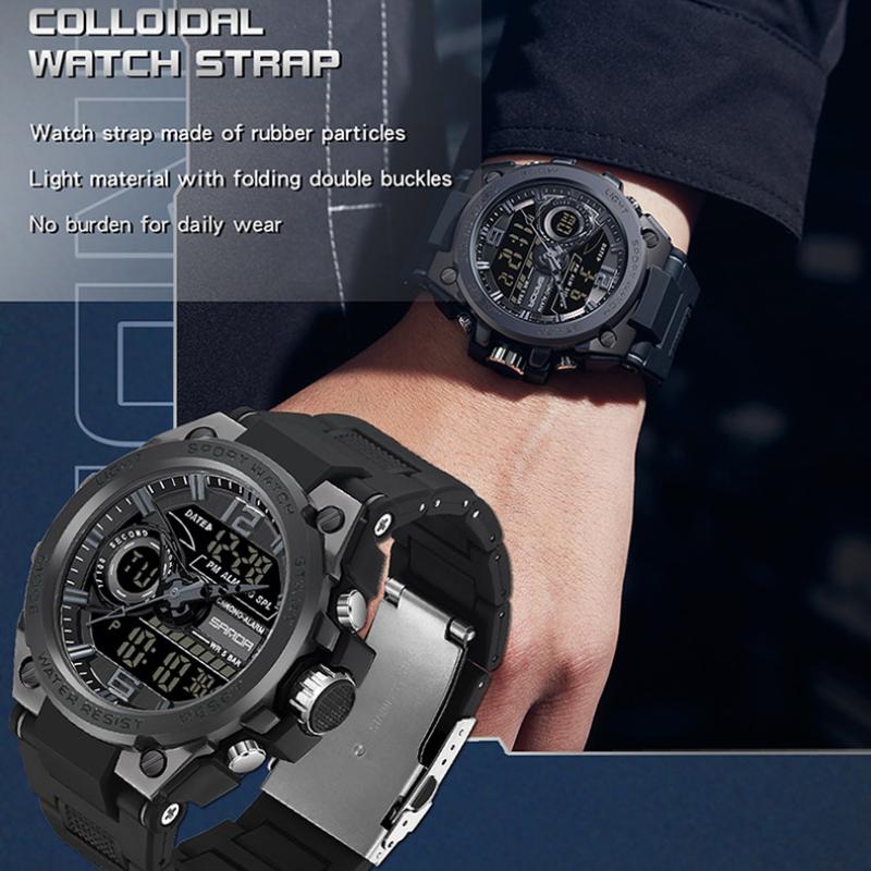 SANDA Casual Waterproof Electronic Watch LED Luminous Display Gel Strap Temperament Electronic Watch