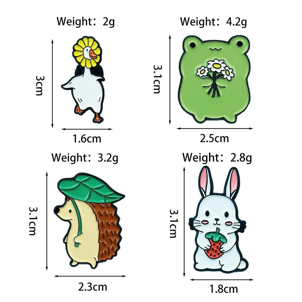 Creative Cute Animal Brooch: Rabbit & Hedgehog Cartoon Pin for Clothes & Hats