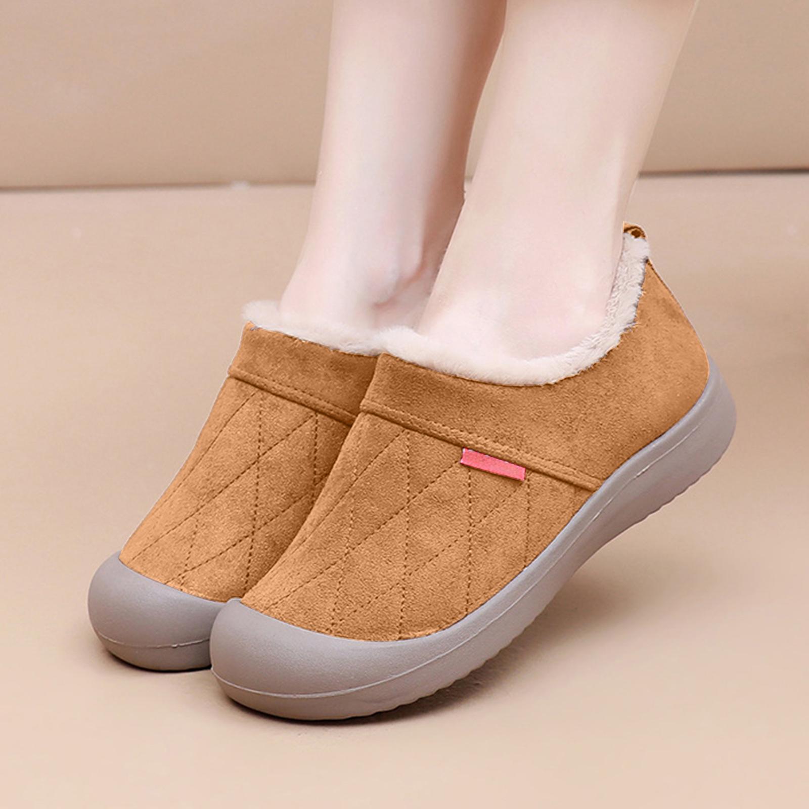 

Women s Warm And Cold Cotton Shoes Fashionable And Versatile Slip Boots And Shoes Warm Boots for Woman 37 коричневий