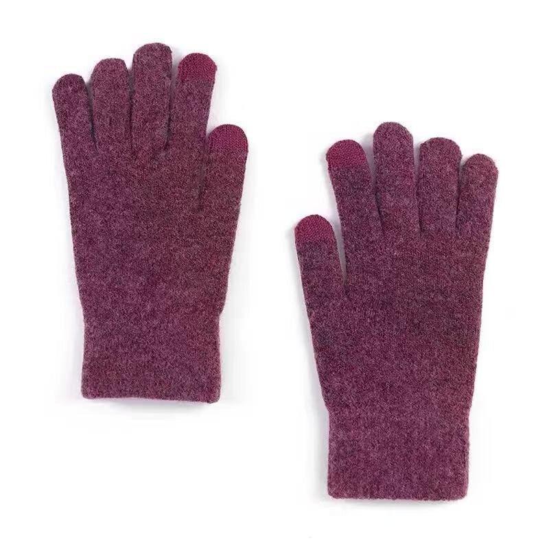 Black Knitted Gloves Winter Thermal Warm Fingerless Fashion Men Women Riding Cozy Writing Driving Work Gloves Elastic Mittens